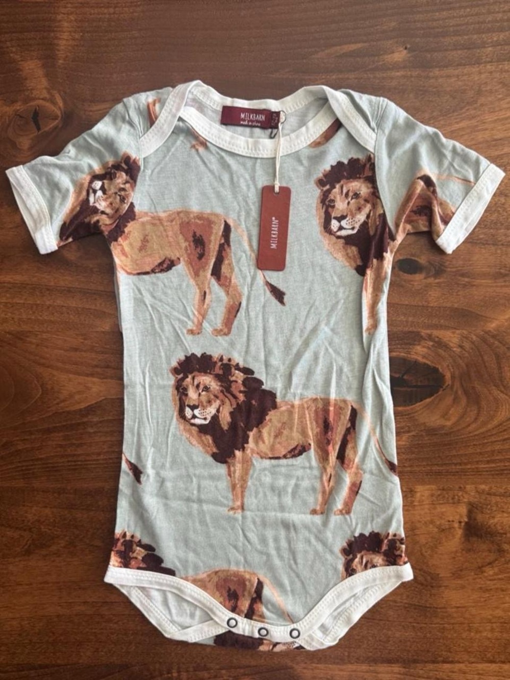 NWT Milkbarn Milk Barn Bamboo Lion Bodysuit Onesie 12-18 Months
